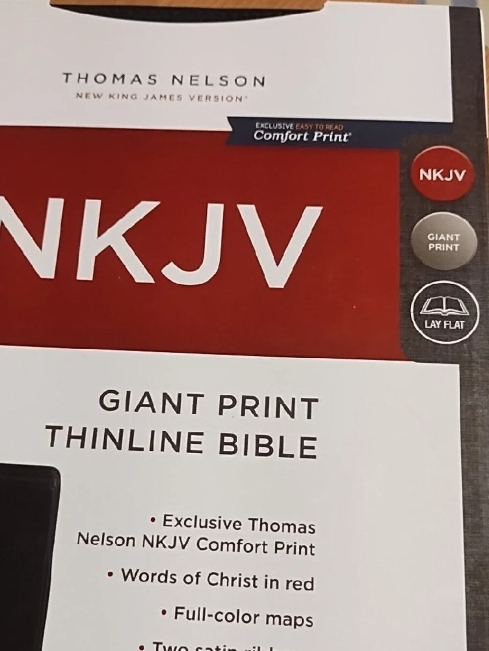 NKJV Giant Print Thinline Bible - Black New, Soft Leather.